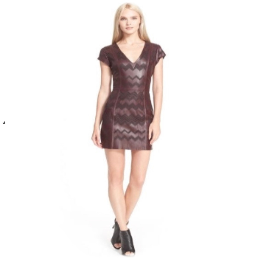 PARKER Leather Mini Dress Size: L - Picture 2 of 5